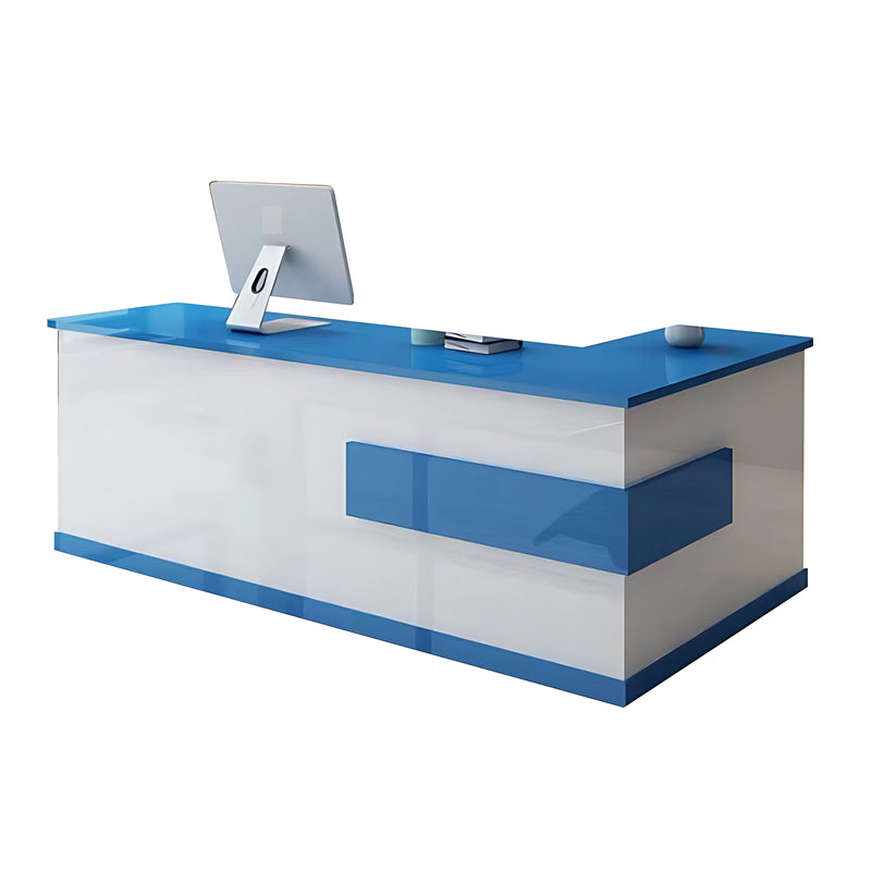 L-Shaped Front Desk with Lockable Drawers and Storage Cabinet for Offices JDT-10108