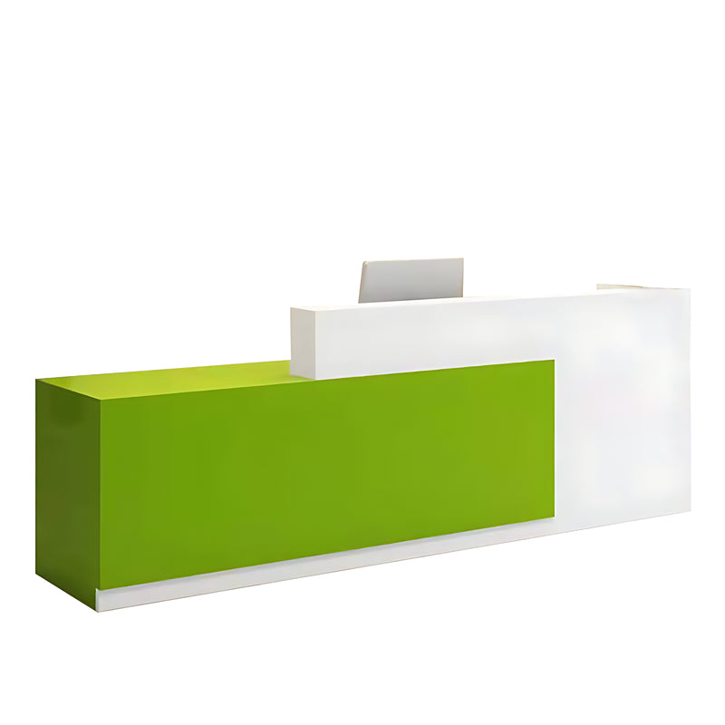 Color-Blocked Straight Front Desk with Corner and Lockable Keyboard Tray for Offices and Hotels JDT-1095