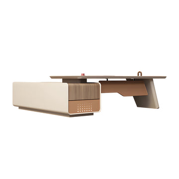 Modern Executive Desk with Cable Management, Wireless Charging & Curved for Home Office