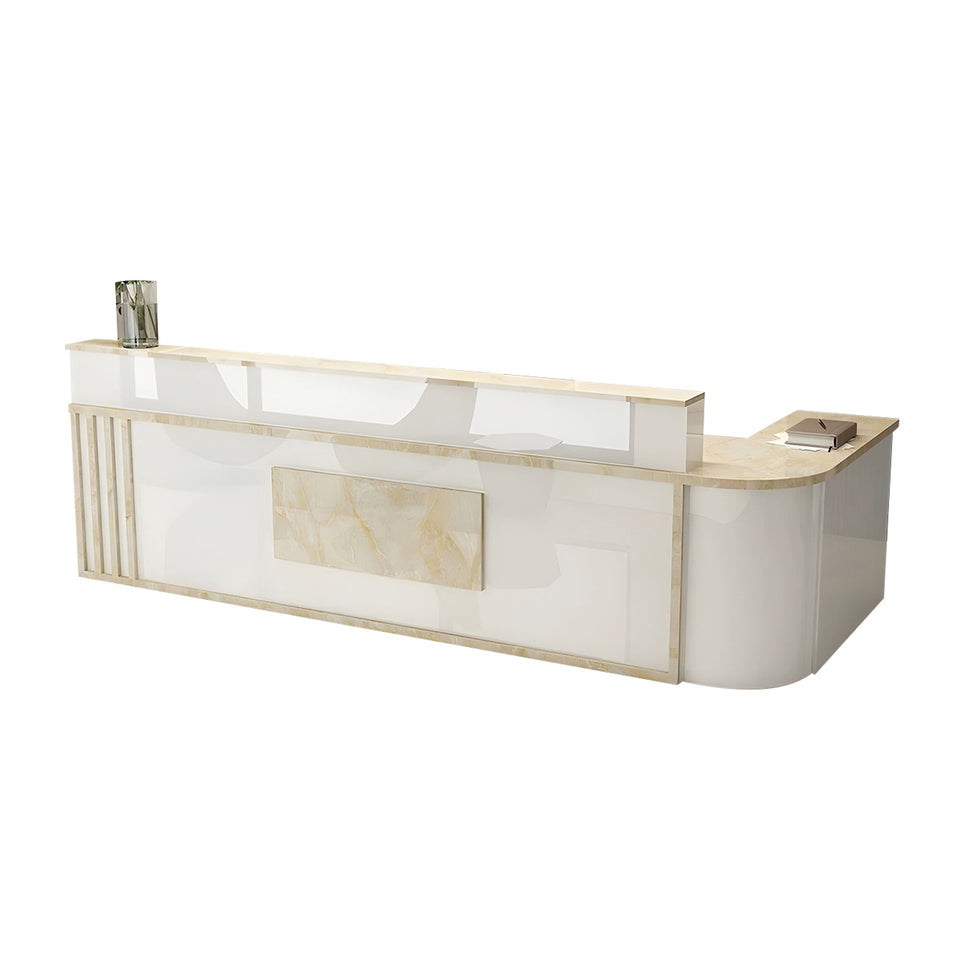 Small L-Shaped Front Desk with Lockable Drawer and Shelf for Shops JDT-1069