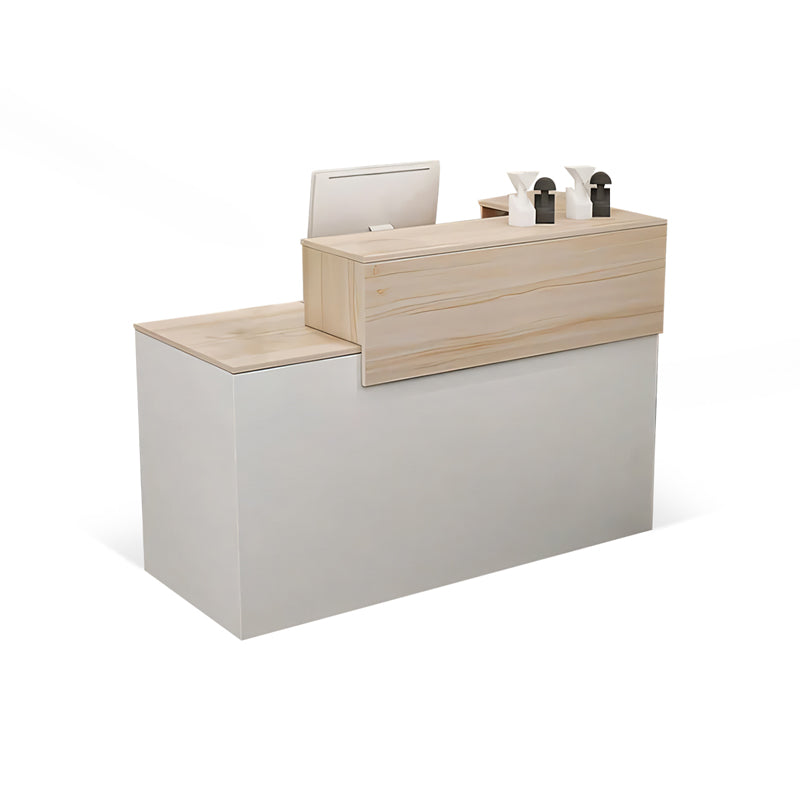 Double-layer Countertop Small Straight Reception Desk with Drawers and Keyboard Tray for Stores JDT-1086