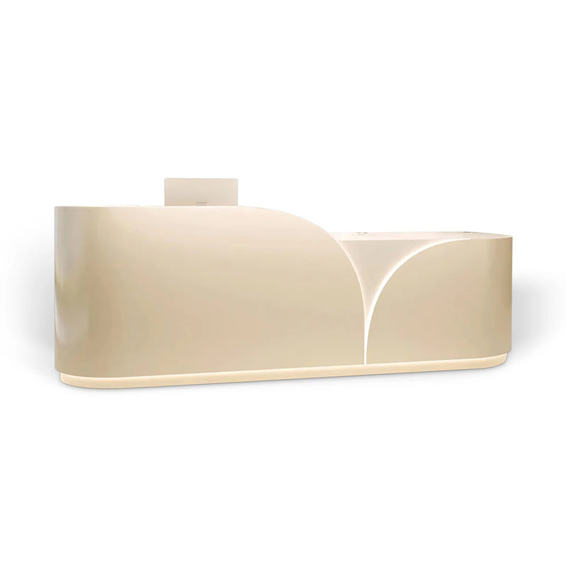 Floral-Shaped Straight Reception Desk with Corner and Cabinet for Salons and Spas JDT-743