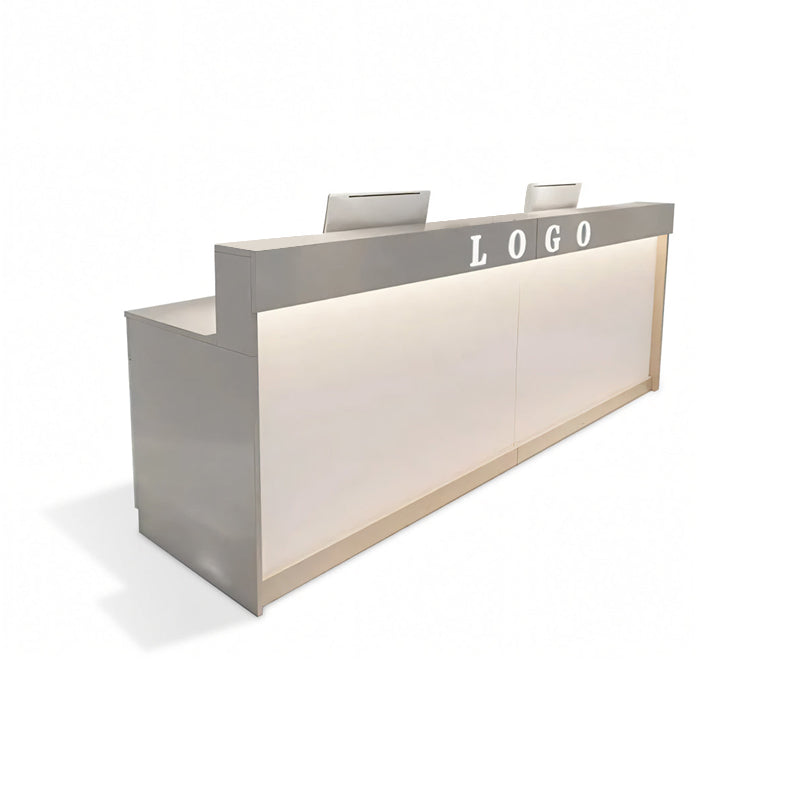 Straight Color-Blocked Reception Desk with Keyboard Tray and Drawers for Offices and Hotel Lobbies JDT-004