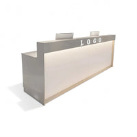 Straight Color-Blocked Reception Desk with Keyboard Tray and Drawers for Offices and Hotel Lobbies JDT-004