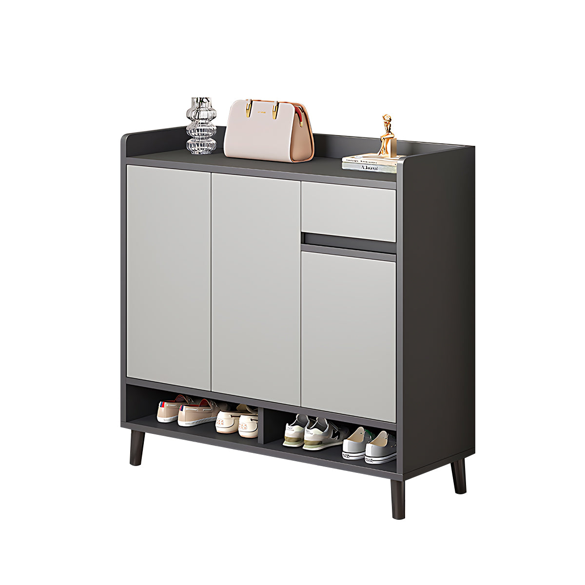 Premium Solid Wood Entryway Shoe Cabinet With Spacious Storage, Adjustable Shelves And Soft-Close Press Doors For Modern Homes CWG-02266