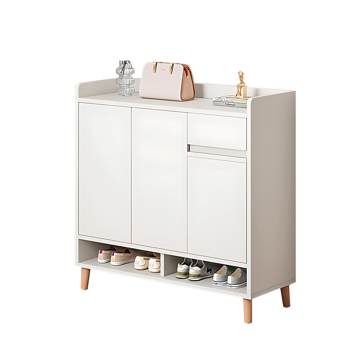 Premium Solid Wood Entryway Shoe Cabinet With Spacious Storage, Adjustable Shelves And Soft-Close Press Doors For Modern Homes CWG-02266