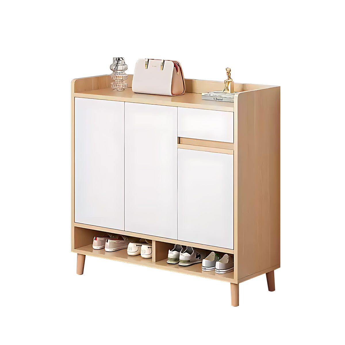 Premium Solid Wood Entryway Shoe Cabinet With Spacious Storage, Adjustable Shelves And Soft-Close Press Doors For Modern Homes CWG-02266