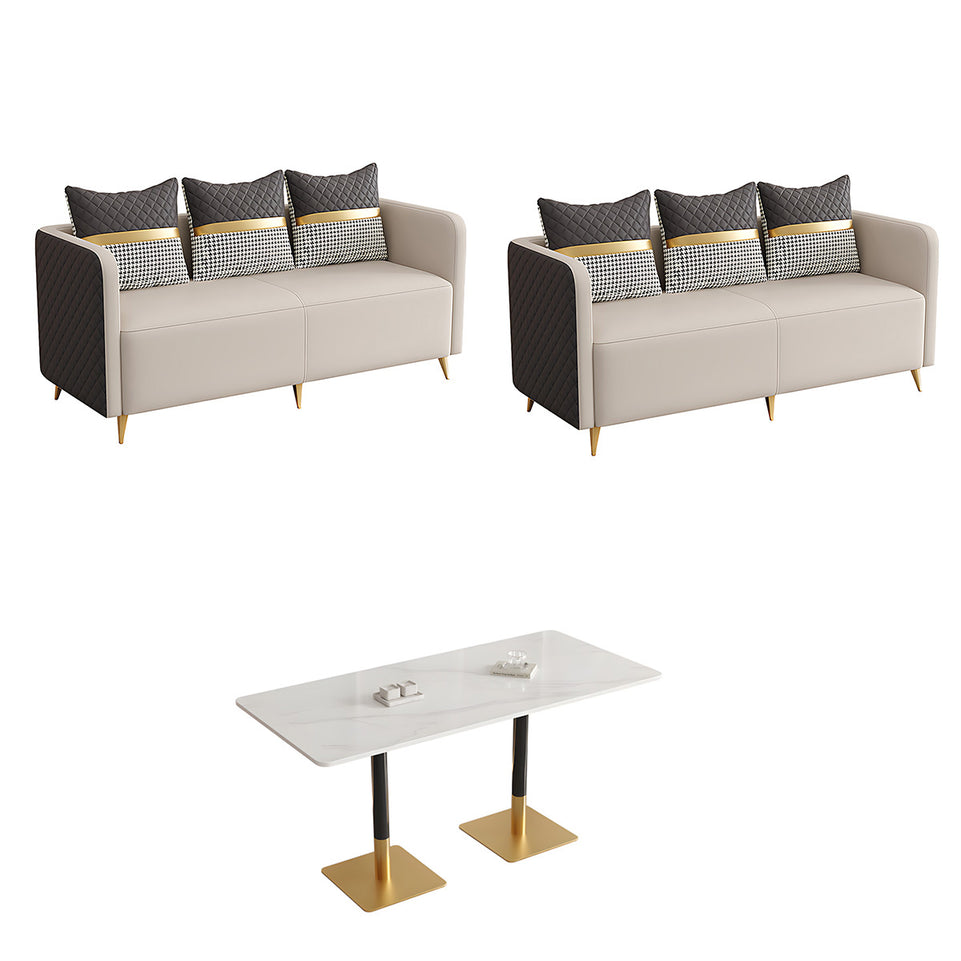 Premium Luxurious Faux Leather Sofa Set for Coffee Shops and Reception Areas JDZH-2079
