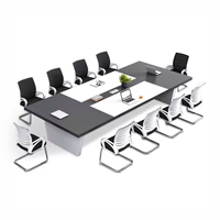 Color-Blocked Rectangle Conference Table and Chair Set with Cable Management for Meeting Rooms HYZ-008