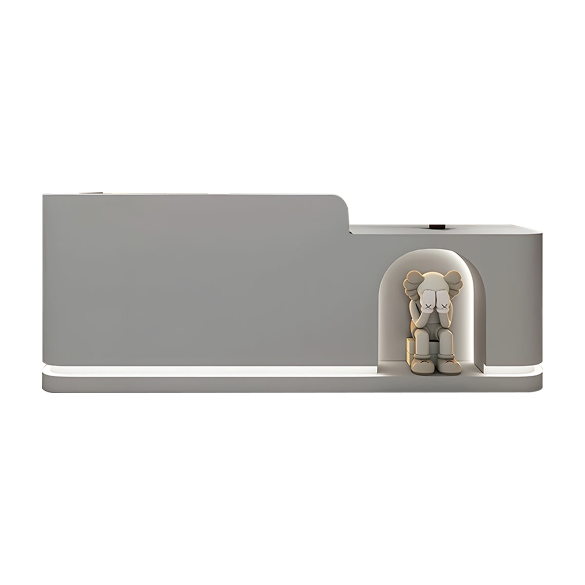 Round Arch Display Reception Desk With LED Strip And Storage Drawers For Boutiques, Salons, And Wellness Shops JDT-1029