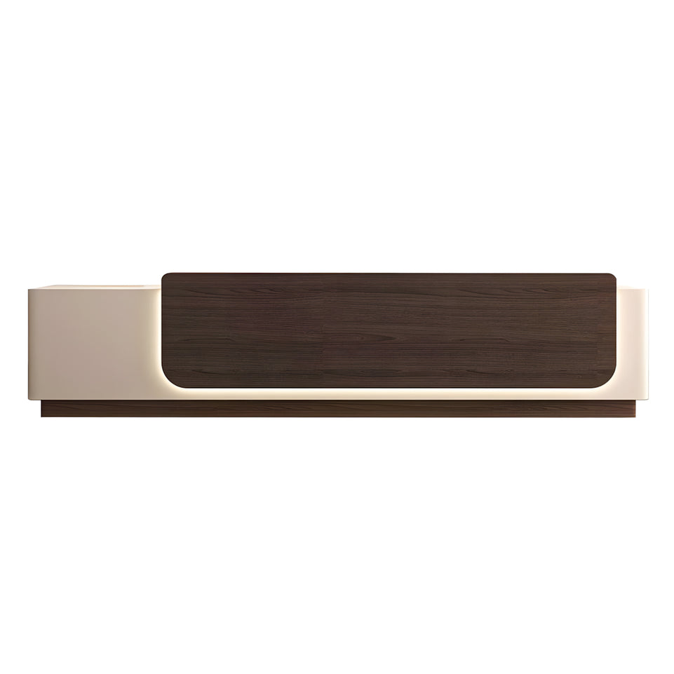 Retail Reception Desk 63-157 in Wide with File Drawers, LED Lighting & Transaction Counter