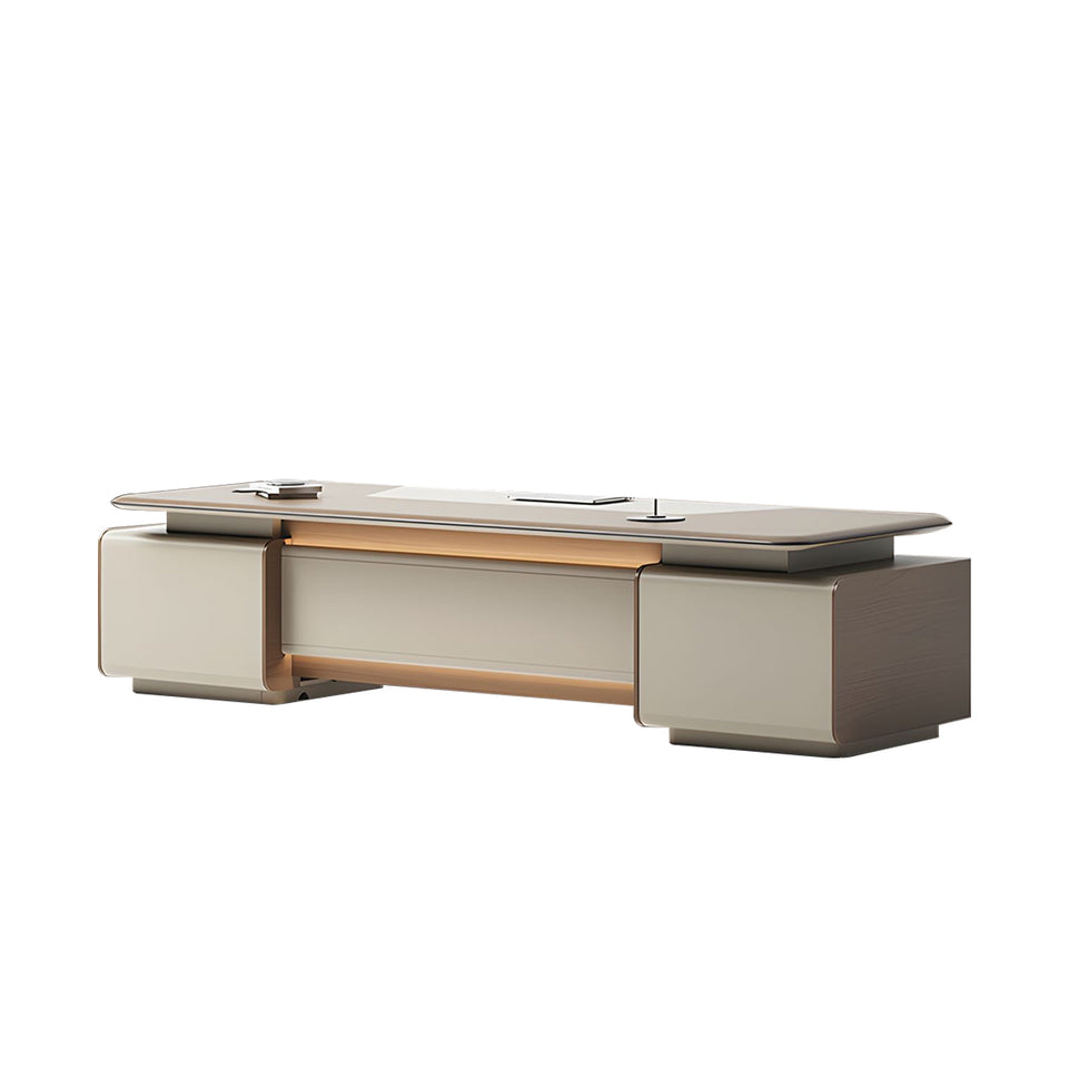 Luxurious Modern Executive Desk With Nappa Leather, Rotating Cable Box And Matrix LED Lighting For High-End Offices LBZ-2178