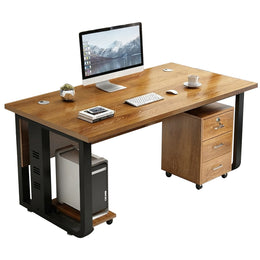 Modern Executive Desk with File Drawers, Cable Management & Lockable for Home Office