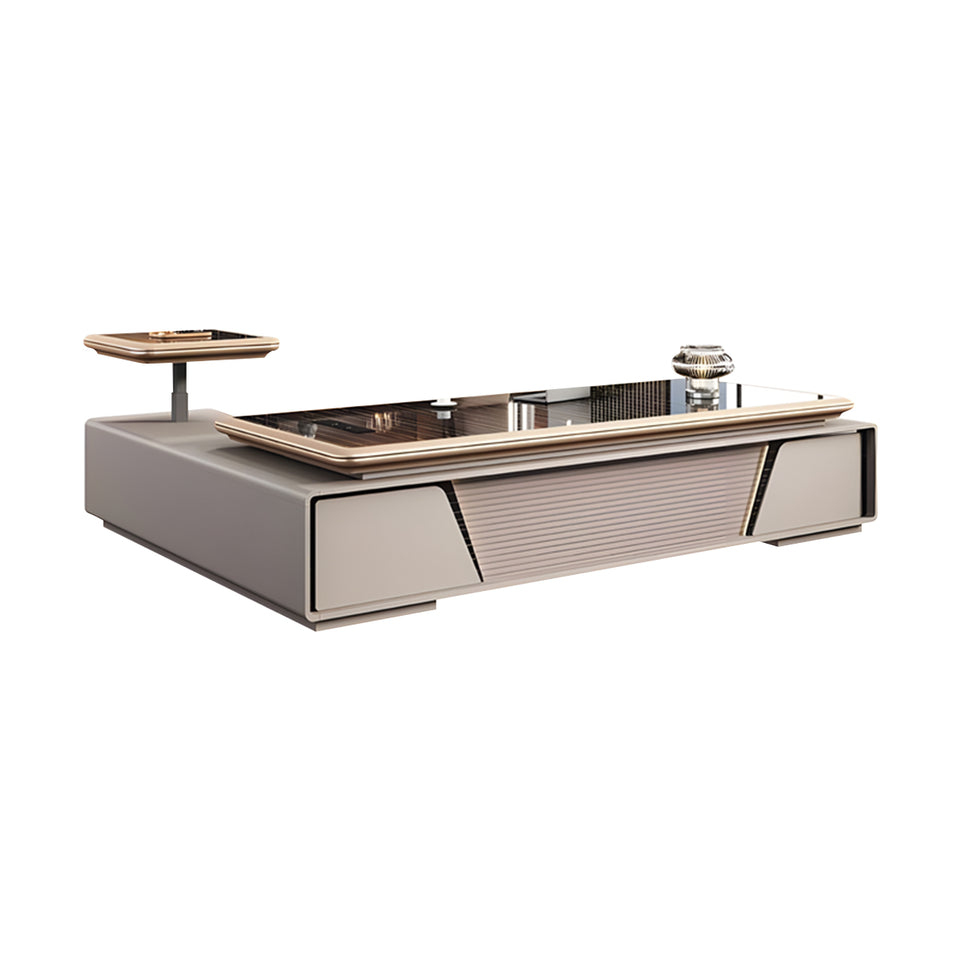 Modern Executive Desk 79-126 in Wide with Side Storage, Lockable & File Drawers