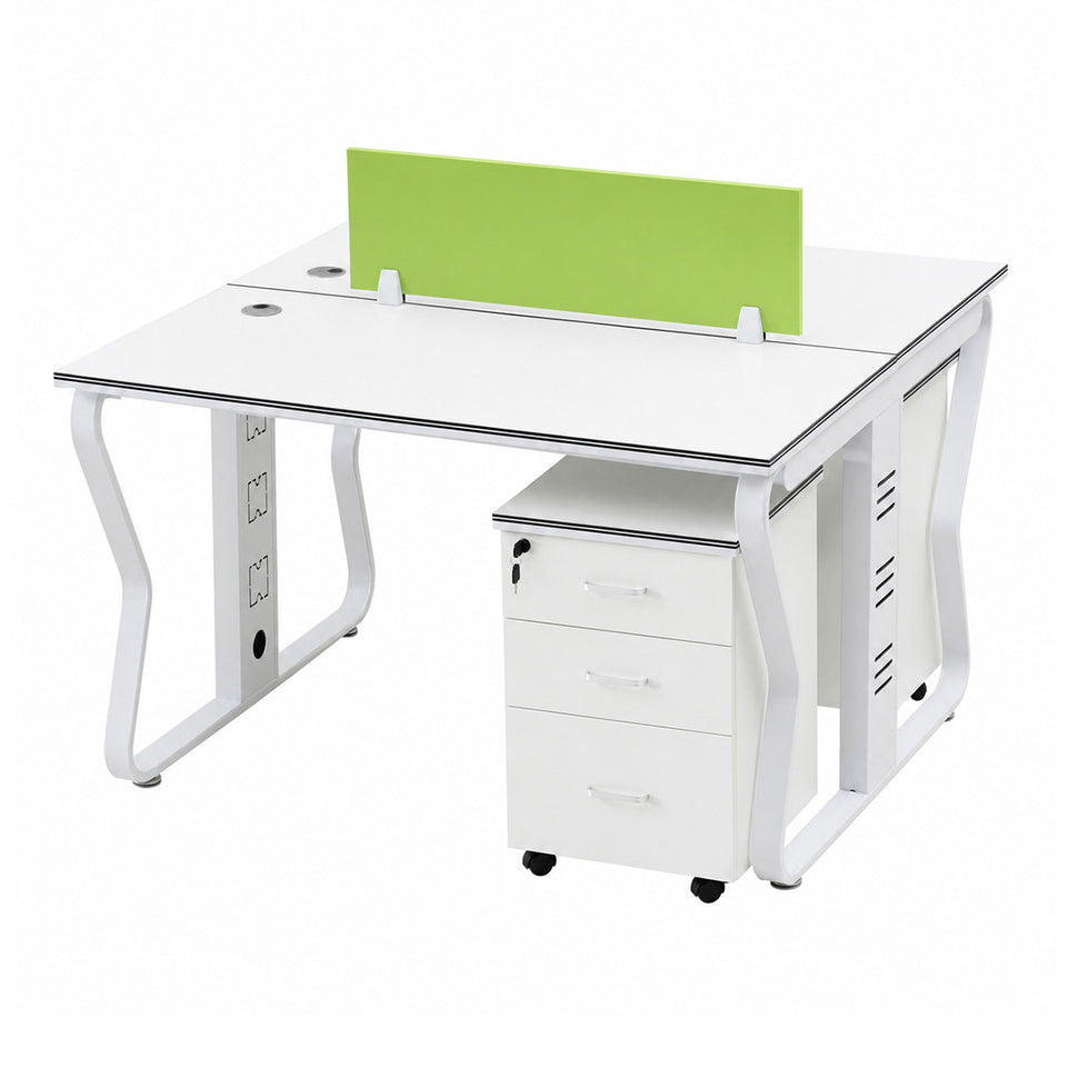 Modern Workstation Desk with Privacy Panels, Cable Management and Mobile Storage