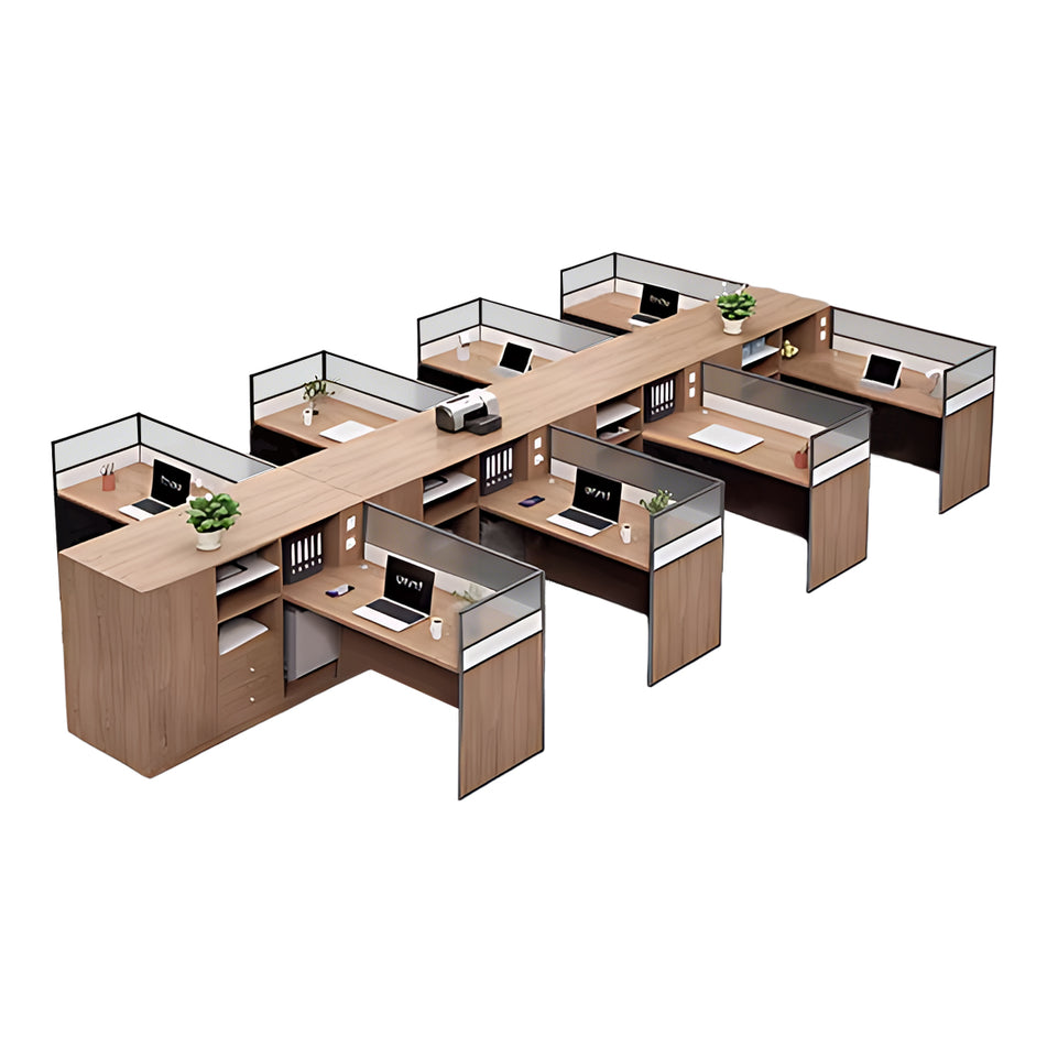 Modern Office Desk with Cable Management, Lockable & File Drawers for Home Office