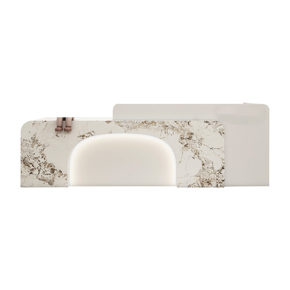 Arched Door Design Baked Coating Reception Desk with LED Lights for Barber Shops and Salons JDT-10151