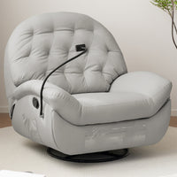 Light Gray Half-Round Backrest Recliner Sofa with Phone Holder DDSF-2007（In Stock）