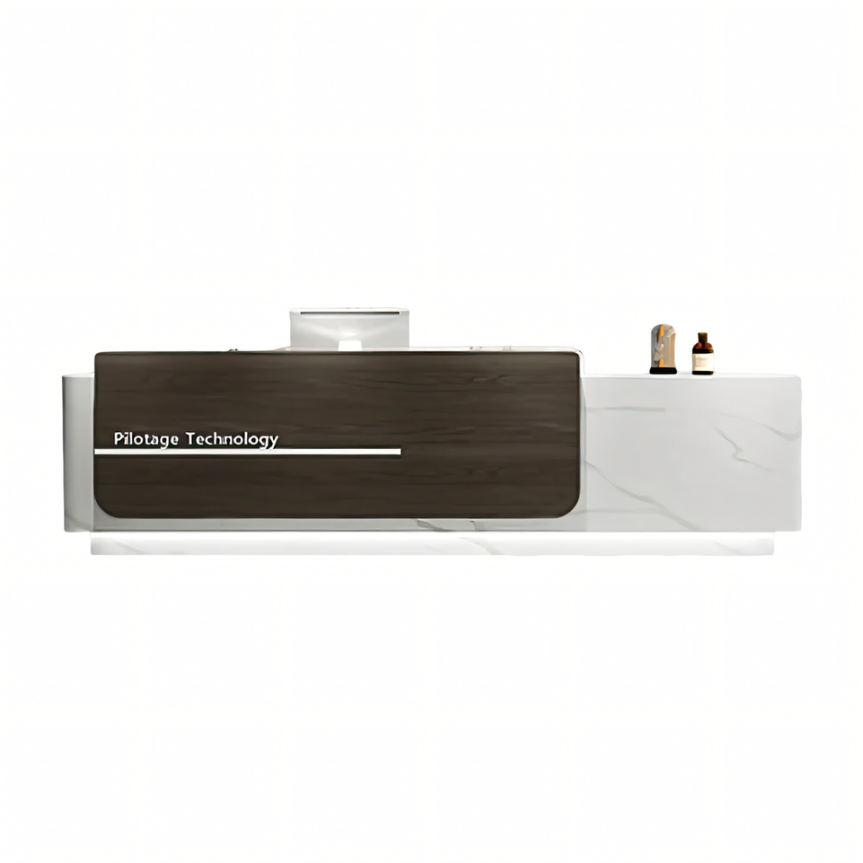 Color-Blocked Straight Reception Counter with Large Storage and Keyboard Tray for Salon JDT-050