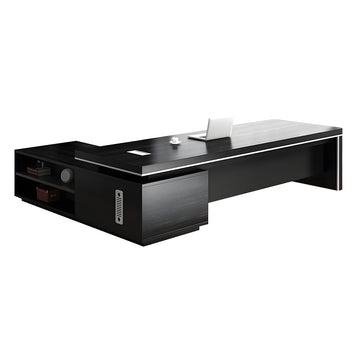 Modern Executive Desk with Cable Management, Side Storage & Lumbar Support for Home Office