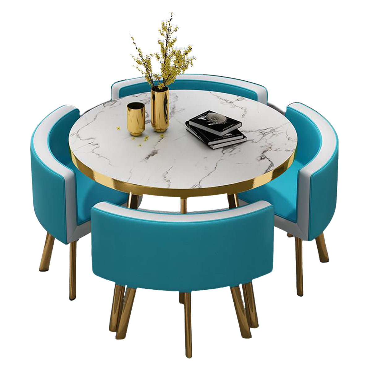 Round Reception Table with 4 Chairs for Office Reception Areas JDZH-2024