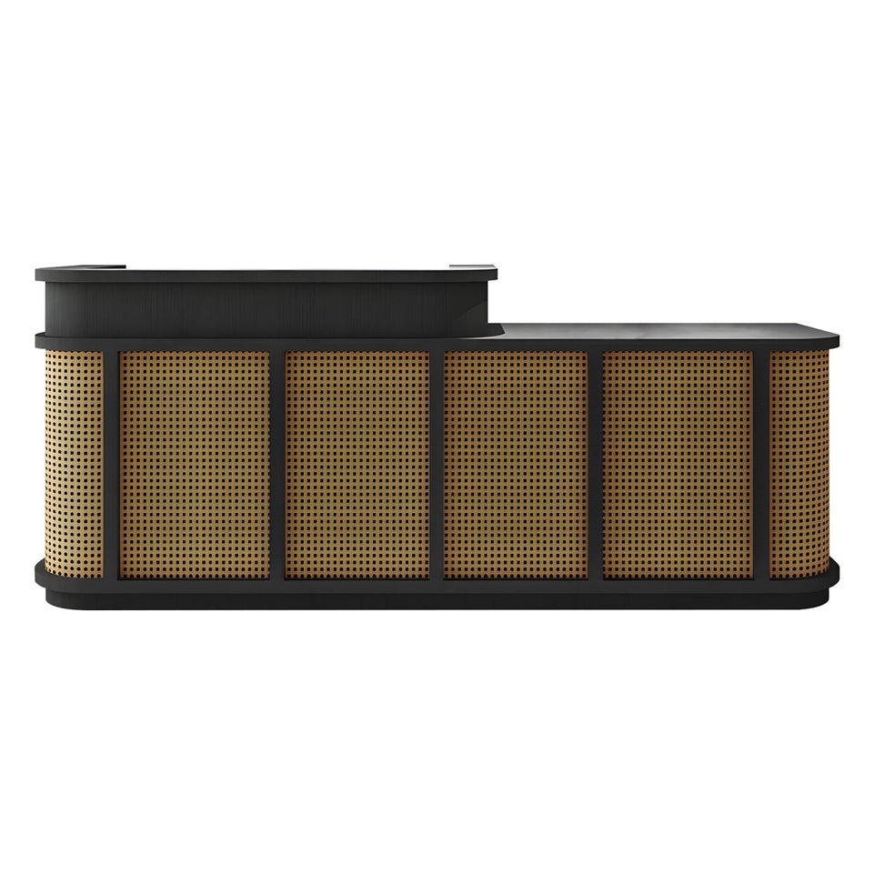 Vintage Minimalist Reception Desk Rattan Storage Keyboard Tray JDT-2295