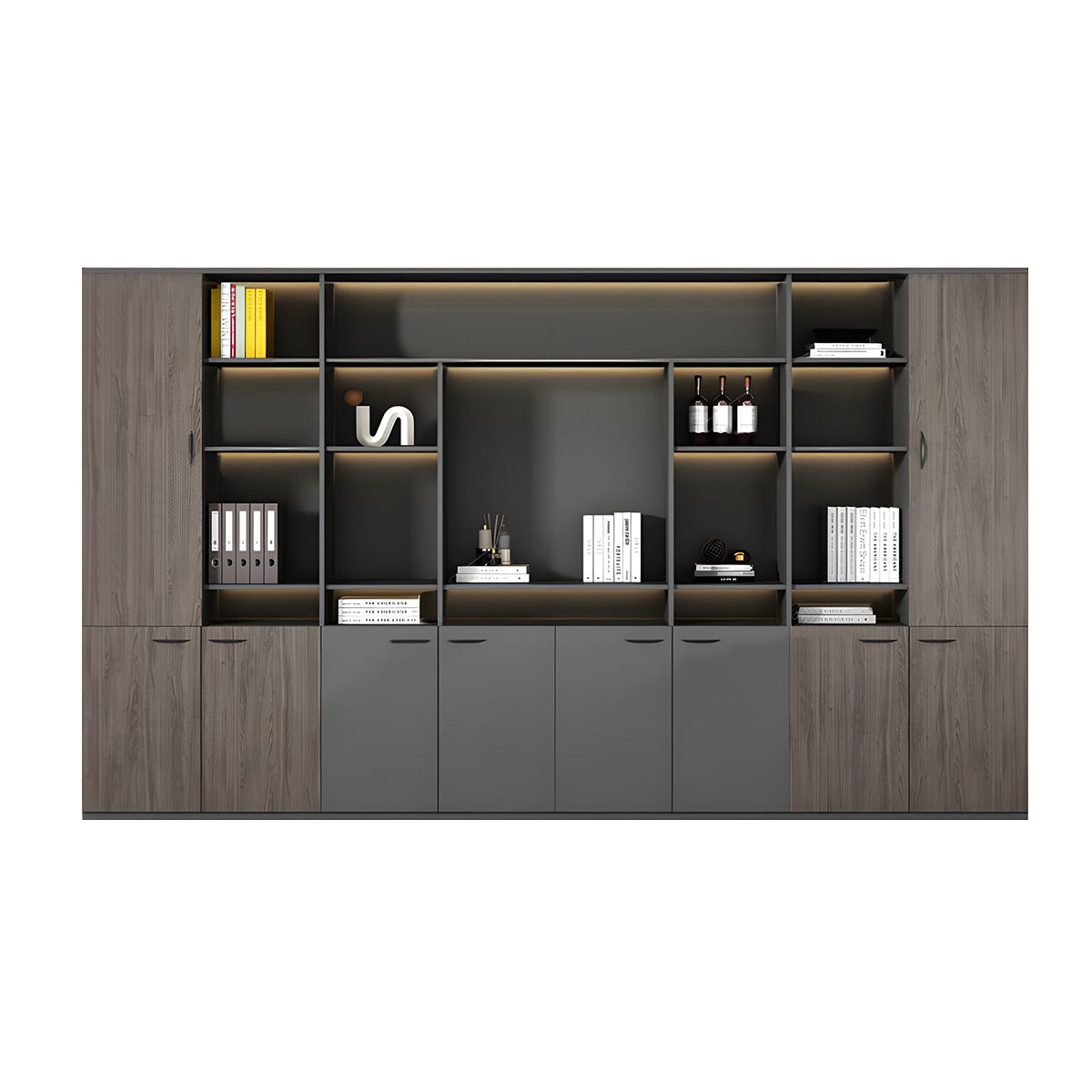 Elegant Executive File Cabinet, Solid Wood Office Background Cabinet, Archival Bookcase with Spacious Open Storage and Premium Hardware WJG-2109