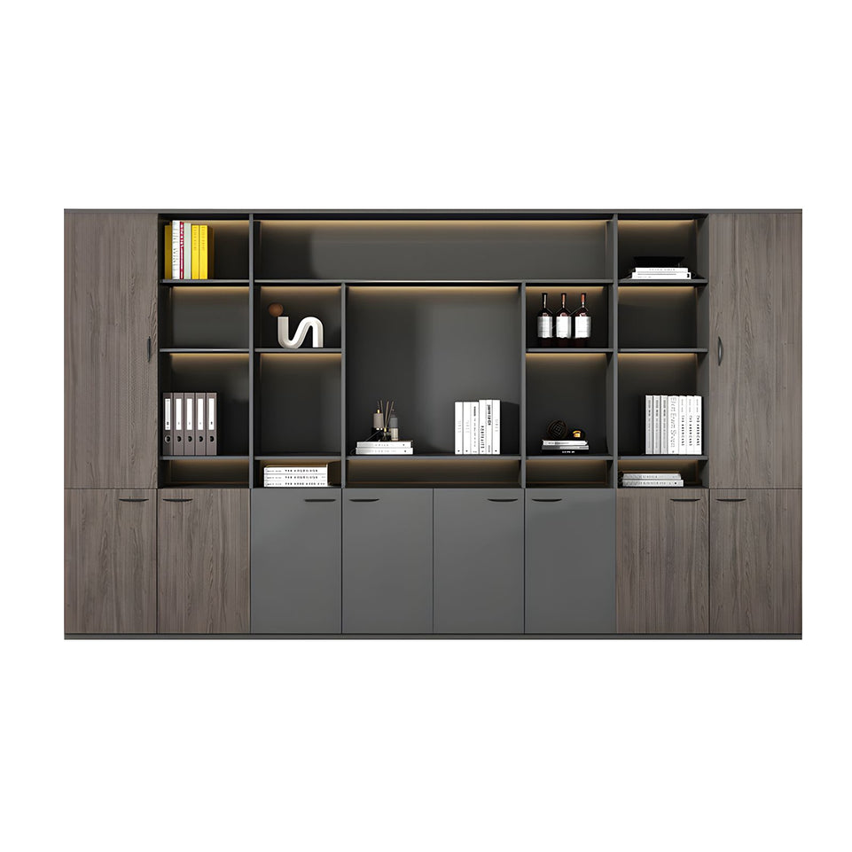 Elegant Executive File Cabinet, Solid Wood Office Background Cabinet, Archival Bookcase with Spacious Open Storage and Premium Hardware WJG-2109