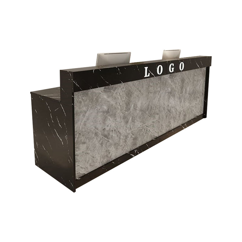 Straight Color-Blocked Reception Desk with Keyboard Tray and Drawers for Offices and Hotel Lobbies JDT-004