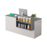 Curved Reception Counter with Keyboard Tray and Multiple Drawers for Salon and Clothing Store JDT-K051