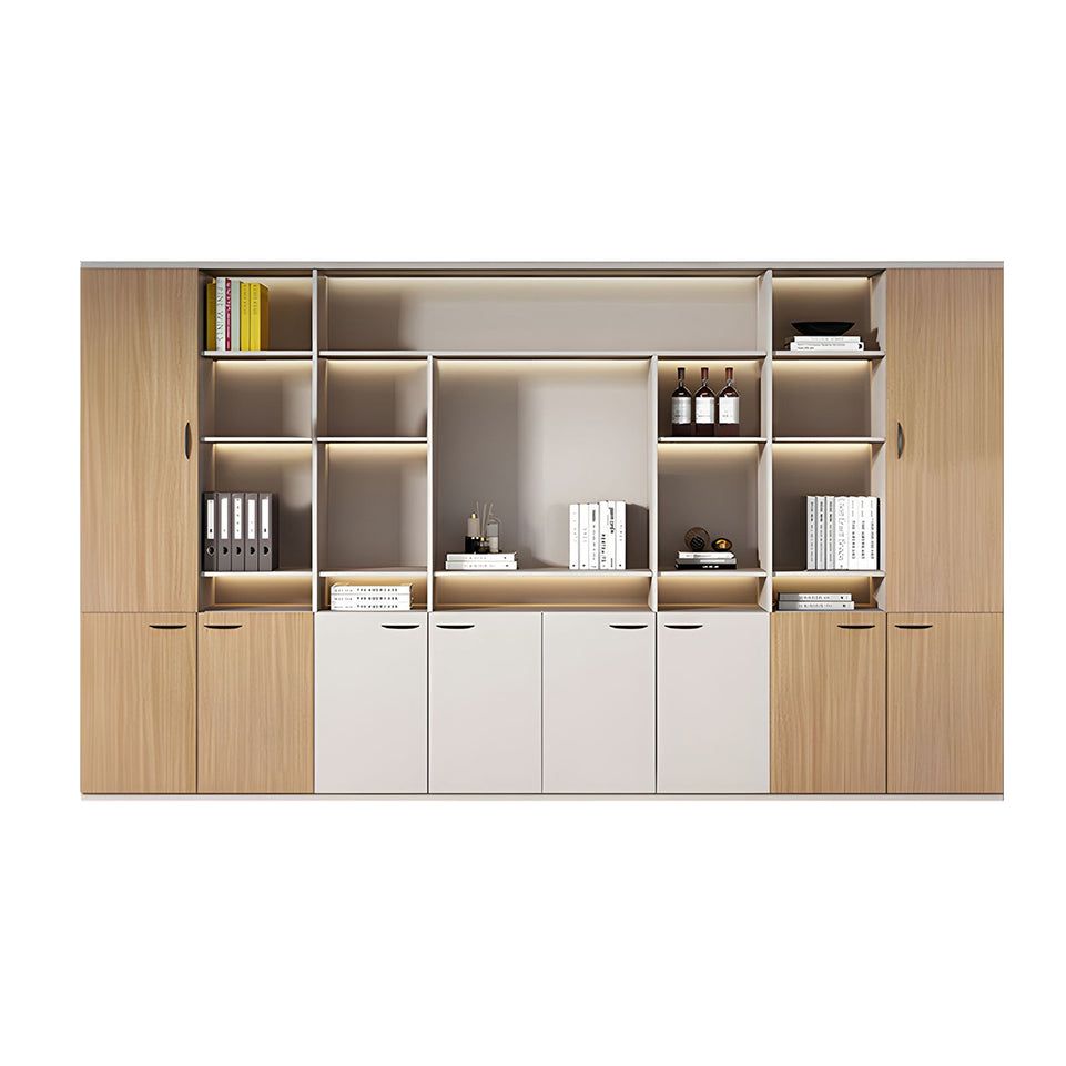 Elegant Executive File Cabinet, Solid Wood Office Background Cabinet, Archival Bookcase with Spacious Open Storage and Premium Hardware WJG-2109