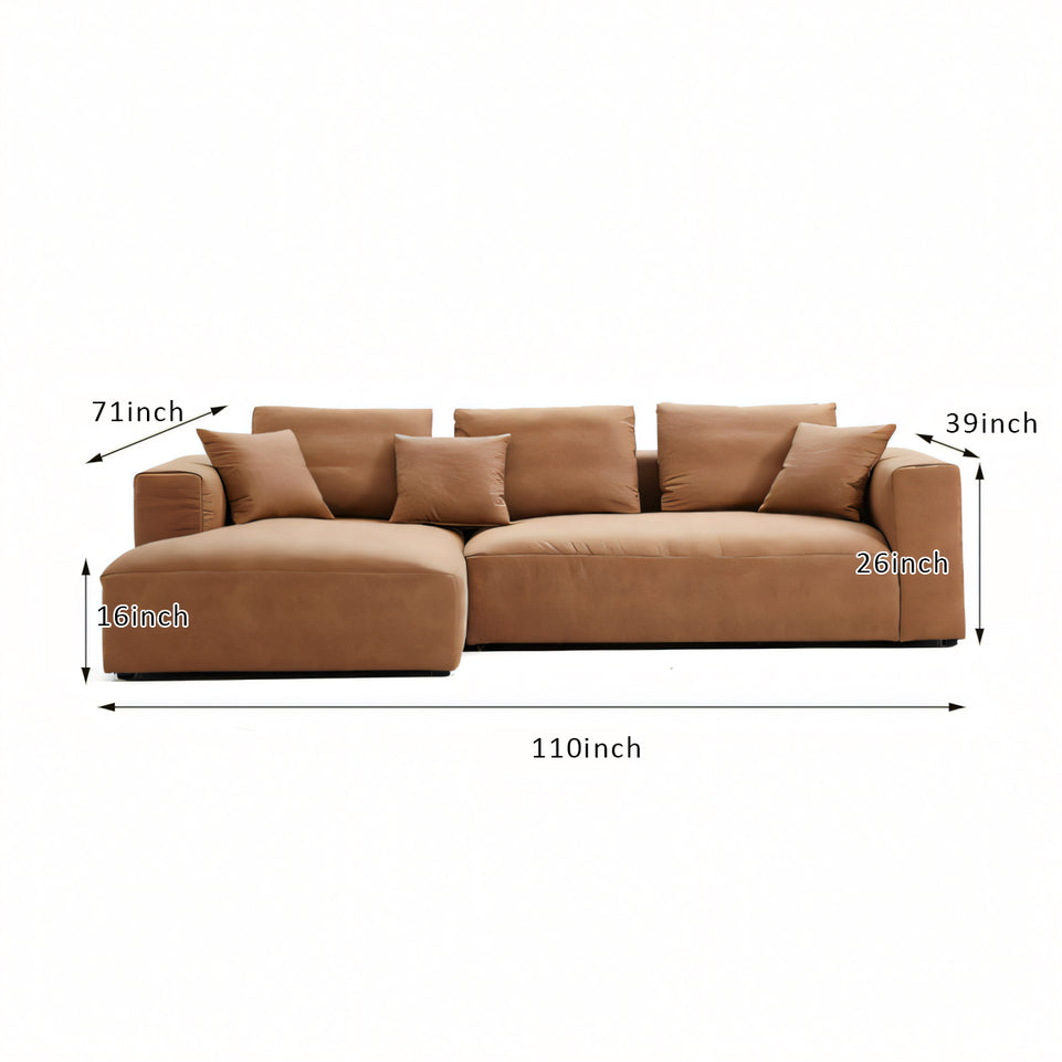 Italian Minimalist Tech Cloth Sectional Sofa Brown Chaise Lounge BSF-2005