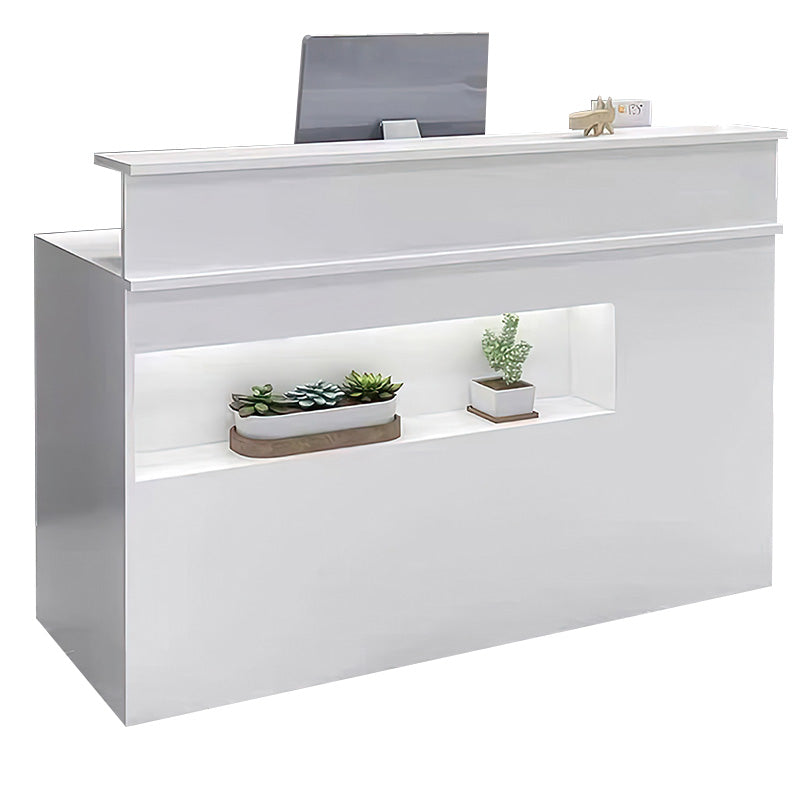 Hollow Design Small Front Desk with Display Window and Lockable Drawer for Shop JDT-1065