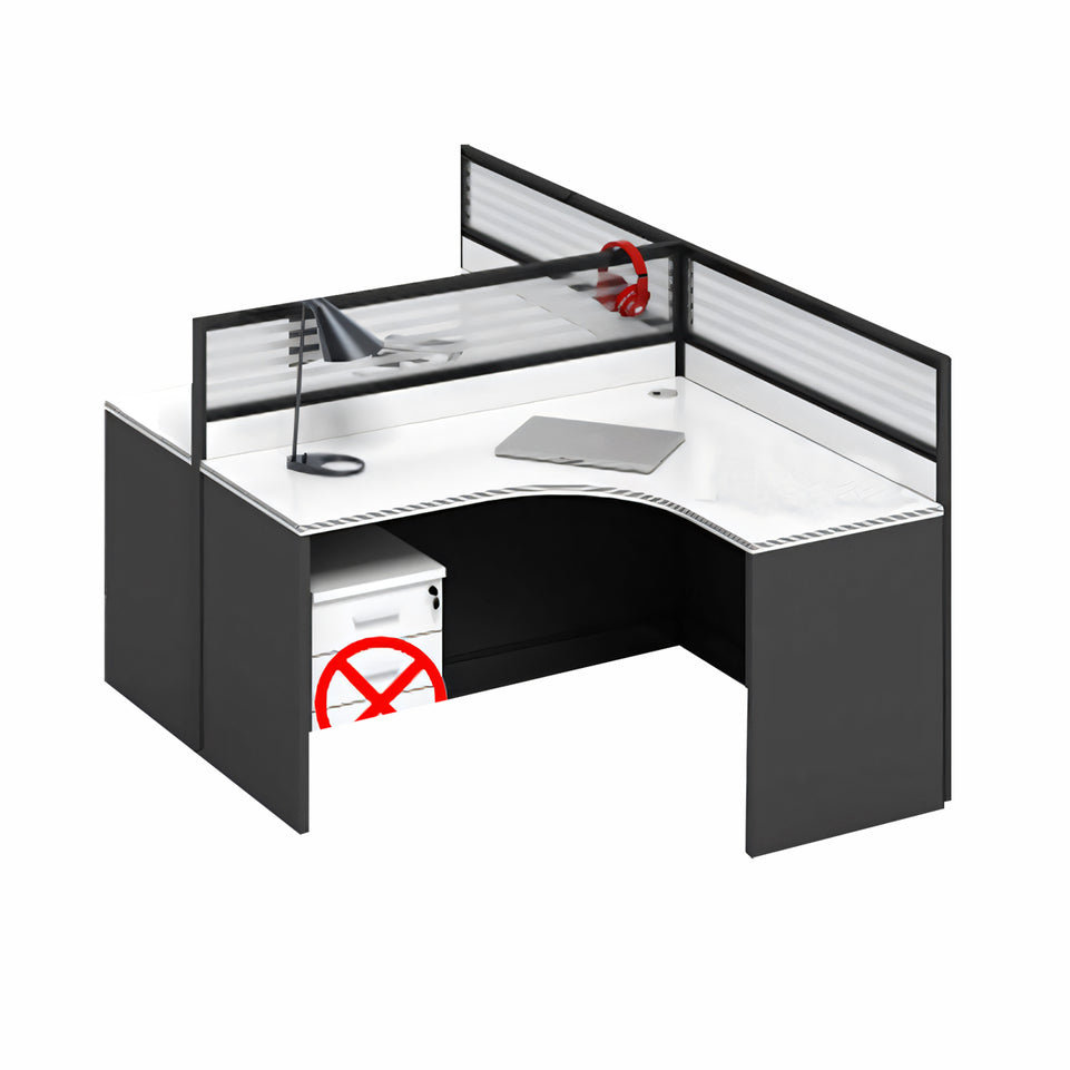 L-Shaped Office Desk and Chair Set with Screen, Modern Minimalist 4/6 Person Workstation BGZ-230