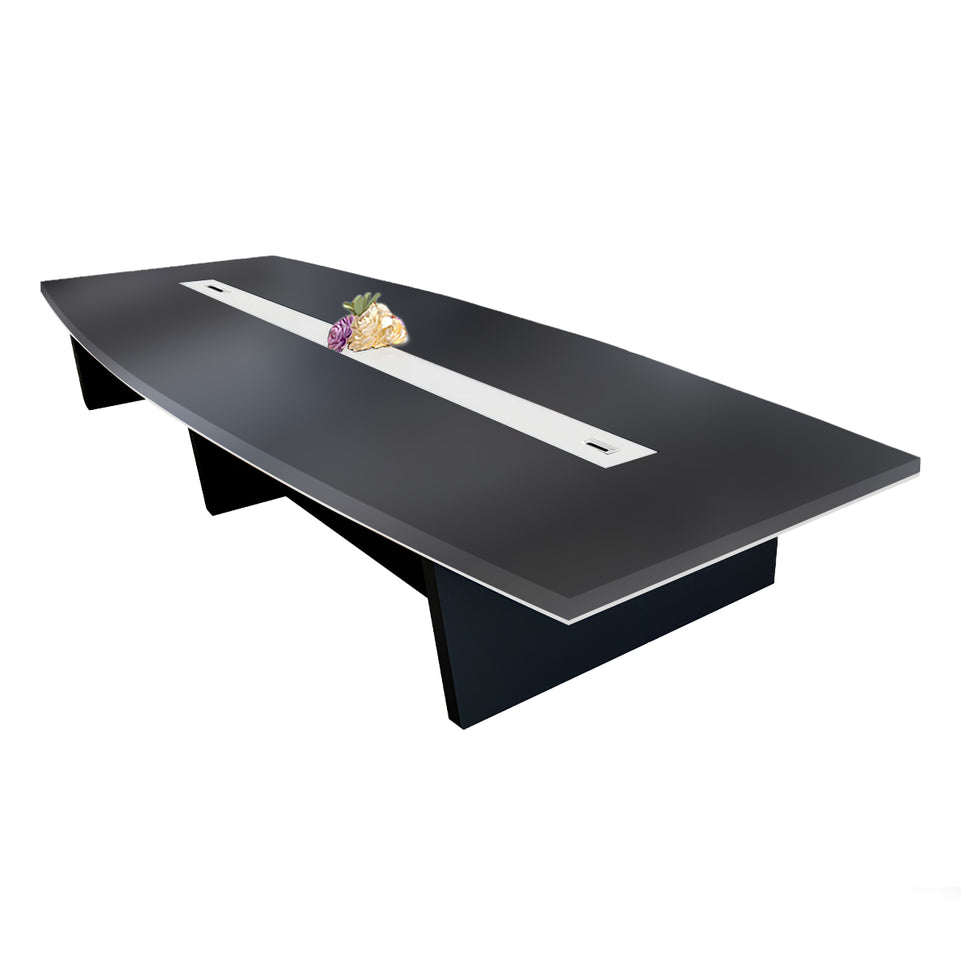 Modern Boat-Shaped Conference Table with Cable Management Ports HYZ-2034