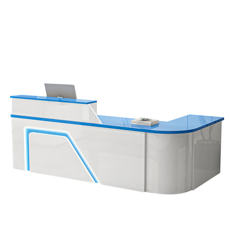 Jigsaw Design L-Shaped Reception Desk with Keyboard Tray and Drawers for Small Supermarkets JDT-1024