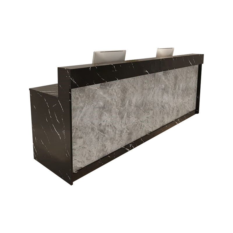 Straight Color-Blocked Reception Desk with Keyboard Tray and Drawers for Offices and Hotel Lobbies JDT-004