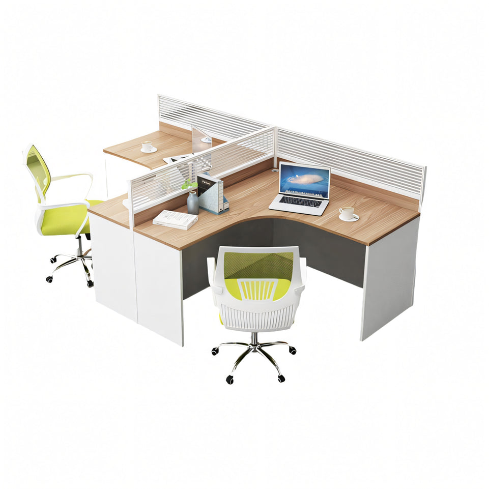 Modern L-Shaped Office Desk with Screen Divider for Employee Workstations BGZ-222