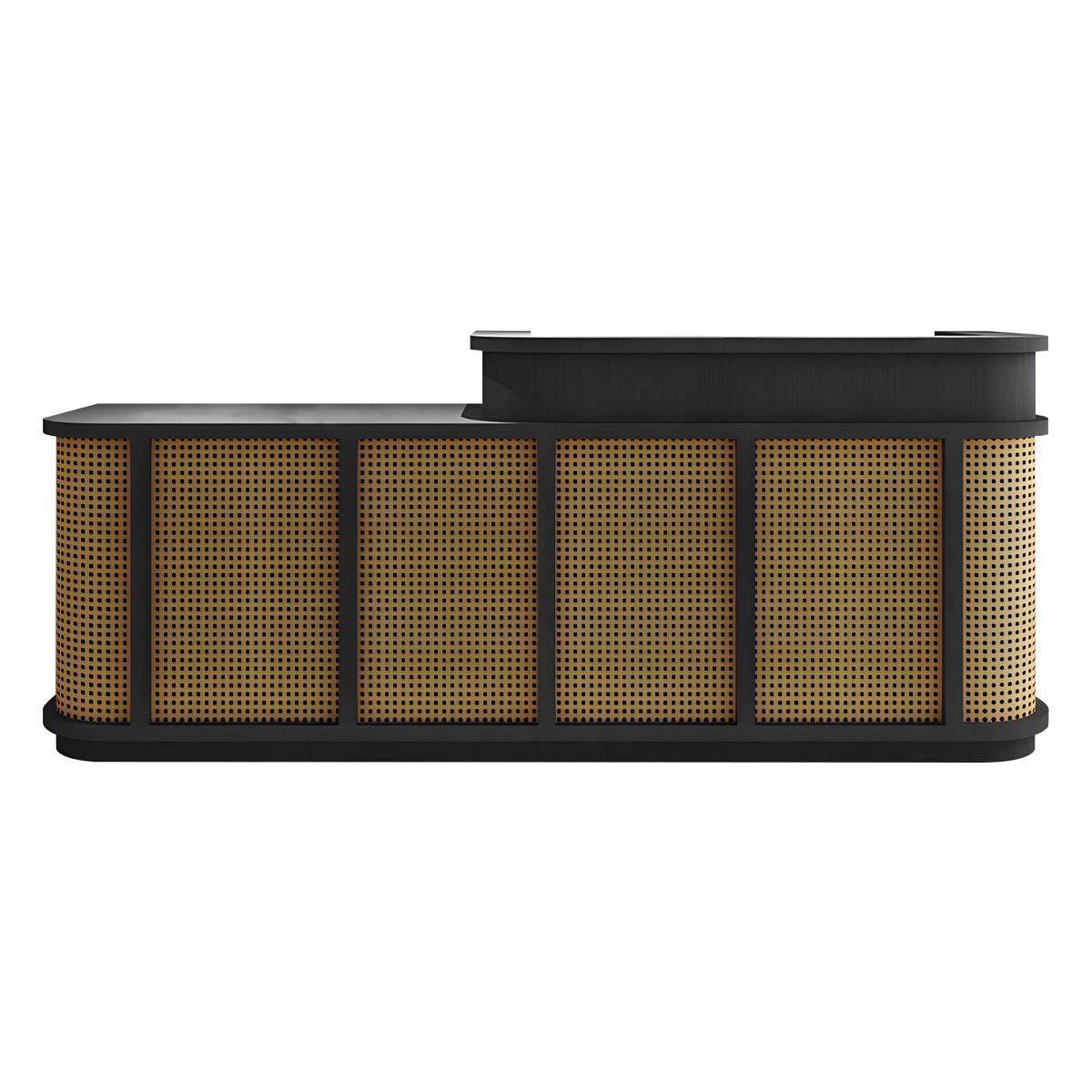 Vintage Minimalist Reception Desk Rattan Storage Keyboard Tray JDT-2295