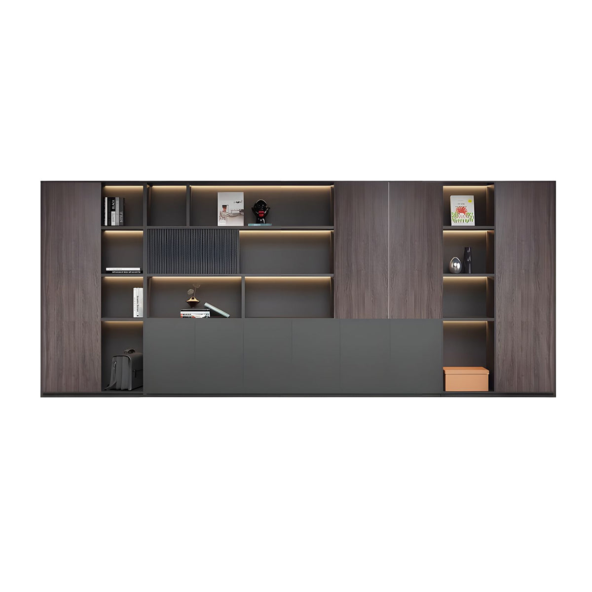 Premium Executive Office Wooden Cabinet with Shelves, Lockable Compartments, and Sliding Doors for Workplace Organization WJG-2182