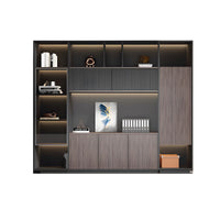 Modern Premium Multi-Functional Office Storage File Cabinet with Glass Doors and Hidden Storage for Executive Desk Background WJG-2168