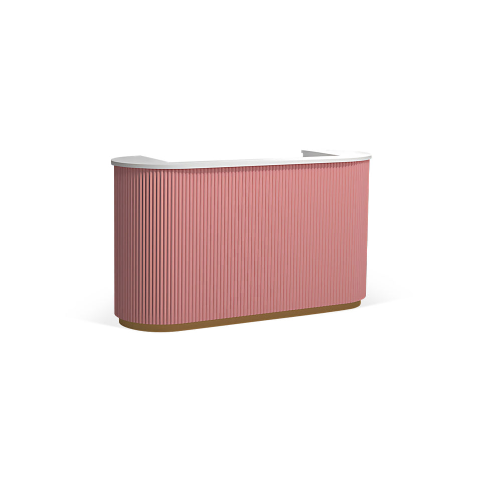 Striped U-shape Reception Desk with LED and Large Storage for Offices JDT-K064-W（West Coast)