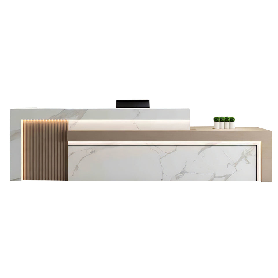 Salon Reception Desk 63-134 in Wide with LED Lighting & Transaction Counter for Salon
