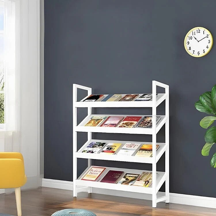 Angled Floor-Standing Bookshelf with Storage for Display Racks and Magazines ZZJ-008