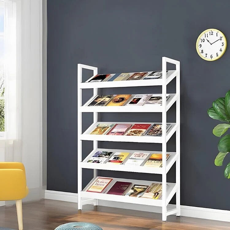 Angled Floor-Standing Bookshelf with Storage for Display Racks and Magazines ZZJ-008