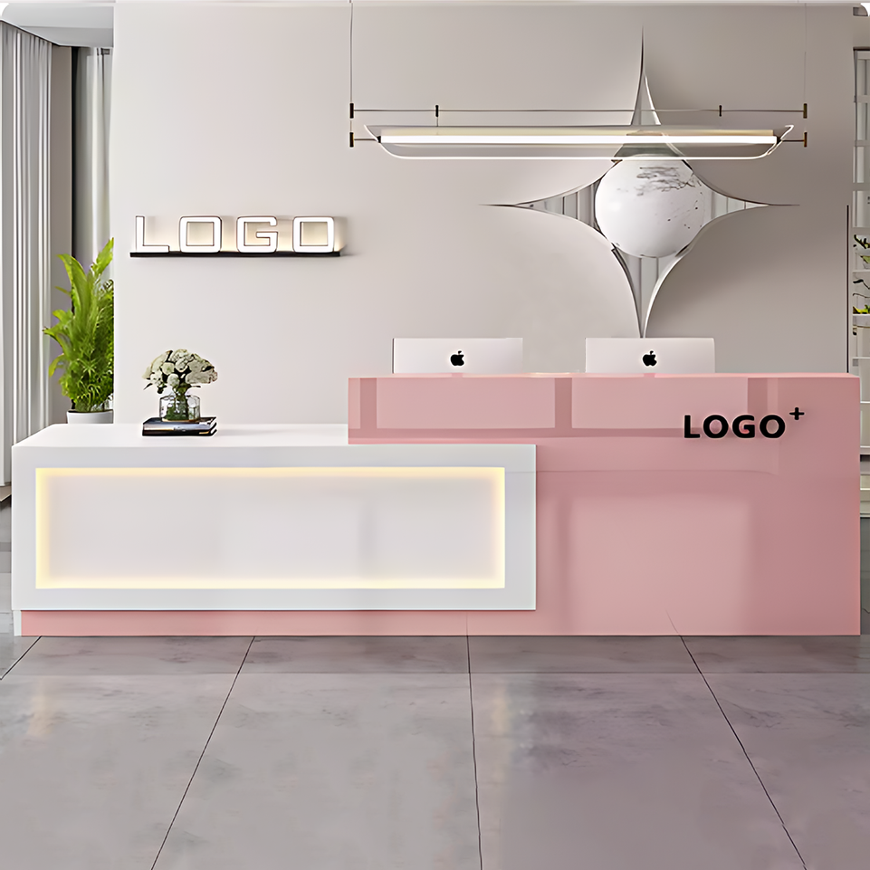 Modern and Minimalist High-Space Utilization Front Counter Reception Desk with Exquisite LED Light Design JDT-K054（In Stock）