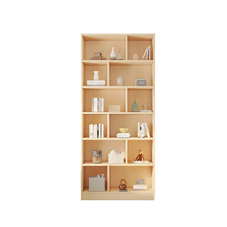 Spacious Floor-to-Ceiling Solid Wood Bookcase with Adjustable Shelves, Eco-Friendly Wood Cabinet for Home or Office CWG-2177