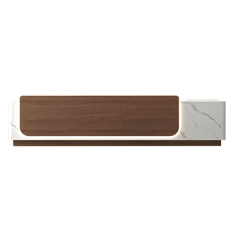 Retail Reception Desk 63-157 in Wide with File Drawers, LED Lighting & Transaction Counter
