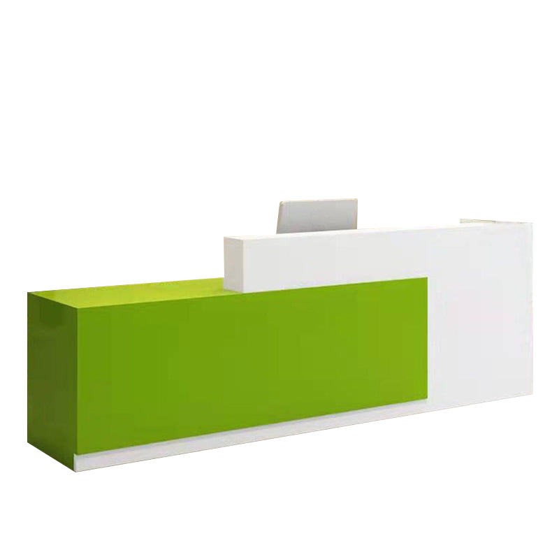 Color-Blocked Straight Front Desk with Corner and Lockable Keyboard Tray for Offices and Hotels JDT-1095