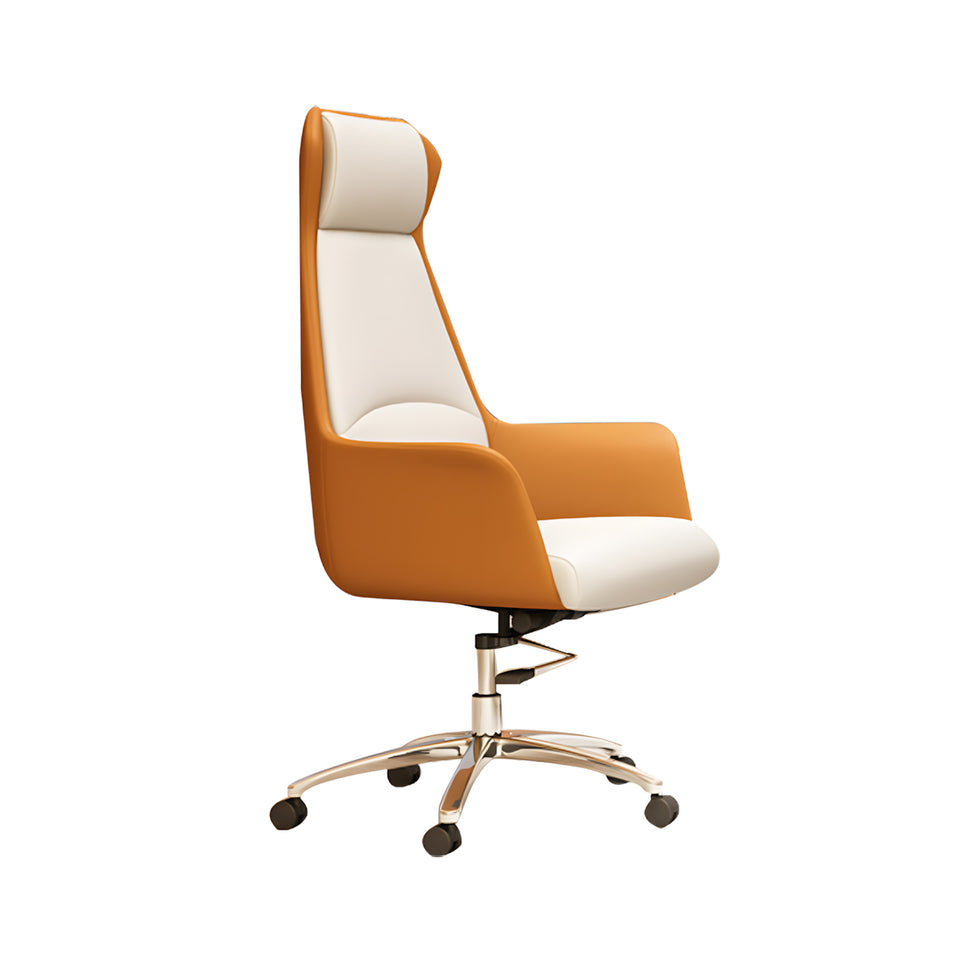 Modern and Stylish Executive Desk with Skirt Panel and Side Cabinet of Natural Finish LBZ-10195